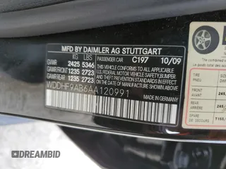2010 Mercedes-Benz E-Class E 550 Luxury with VIN WDDHF9AB6AA120991, listed as a Copart auction lot 52893125 with 104,606 mi miles and Salvage Title. Bid and sale history available at carsss.com. Image 13.
