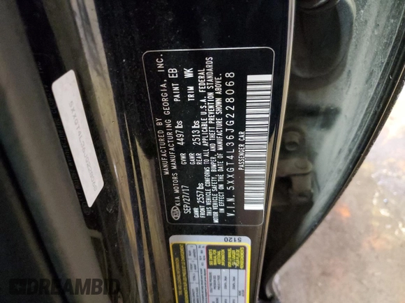 2018 Kia Optima LX с VIN 5XXGT4L36JG228068, выставлен на аукционе Copart как лот 45697925 с пробегом 63 260 миль миль и На запчасти • Non repairable. История ставок и продаж доступна на DreamBid. Изображение 14.