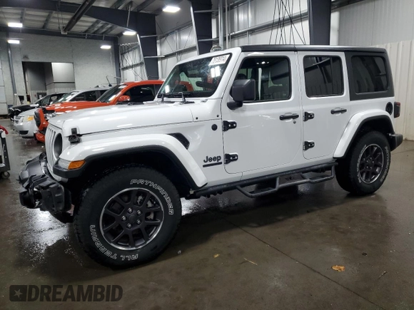 2021 Jeep Wrangler Unlimited Sport Altitude with VIN 1C4HJXDG1MW607186, listed as a Copart auction lot 76136914 with 37,242 mi miles and Salvage Title. Bid and sale history available at carsss.com. Image 1.