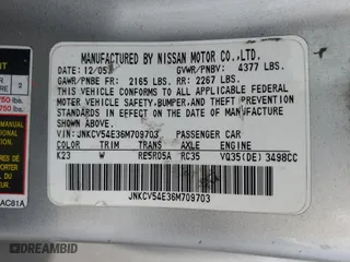 2006 Infiniti G35 Coupe with VIN JNKCV54E36M709703, listed as a Copart auction lot 53995365 with 232,817 mi miles and Non Repairable. Bid and sale history available at carsss.com. Image 12.