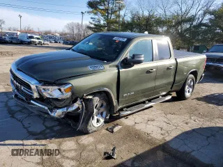 2021 Ram 1500 Big Horn with VIN 1C6SRFBT9MN558180, listed as a Copart auction lot 44503755 with 55,051 mi miles and Salvage Title. Bid and sale history available at carsss.com. Image 1.