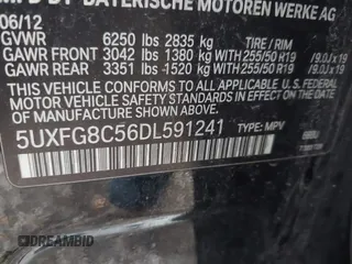 2013 BMW X6 xDrive50i z VIN 5UXFG8C56DL591241, wystawiony jako IAAI lot #42176792 z przebiegiem 142 973 mil mil oraz . Historia ofert i sprzedaży dostępna na DreamBid. Obrazek 9.