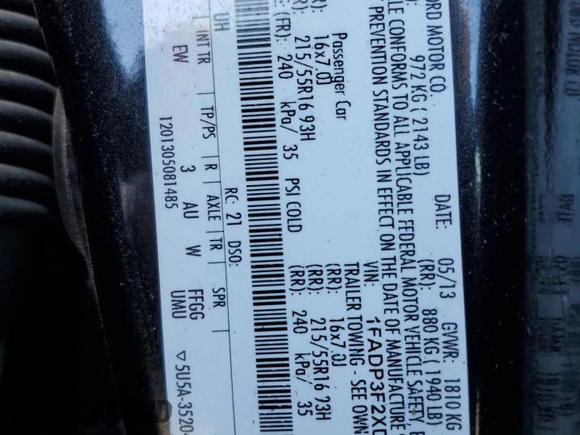 2013 Ford Focus SE with VIN 1FADP3F2XDL330830, listed as a Copart auction lot 50718565 with 173,388 mi miles and Salvage Title. Bid and sale history available at carsss.com. Image 15.