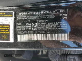 2018 Mercedes-Benz C 300 with VIN 55SWF4KB1JU260732, listed as a Copart auction lot 65649784 with Not Provided miles and Salvage Title. Bid and sale history available at DreamBid. Image 12.