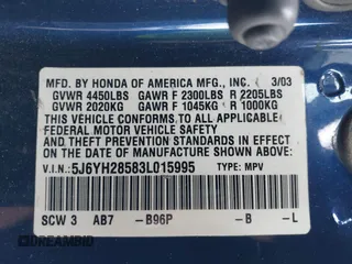 2003 Honda Element EX with VIN 5J6YH28583L015995, listed as a IAAI auction lot 42037146 with 250,595 mi miles and . Bid and sale history available at DreamBid. Image 9.