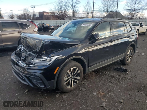 2023 Volkswagen Tiguan S with VIN 3VVFB7AX6PM104235, listed as a Copart auction lot 86537514 with 16,106 mi miles and Salvage title. Bid and sale history available at DreamBid. Image 1.