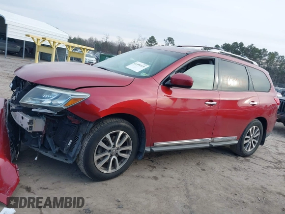 2013 Nissan Pathfinder SV with VIN 5N1AR2MMXDC611804, listed as a IAAI auction lot 41399219 with 185,384 mi miles. Bid and sale history available at carsss.com. Image 14.