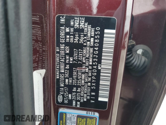 2018 Kia Sorento LX V6 with VIN 5XYPGDA53JG408550, listed as a Copart auction lot 47312265 with 141,255 mi miles and Salvage Title. Bid and sale history available at carsss.com. Image 15.