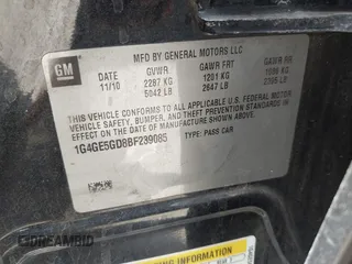 2011 Buick LaCrosse CXS with VIN 1G4GE5GD8BF239085, listed as a IAAI auction lot 42655356 with 127,691 mi miles and . Bid and sale history available at DreamBid. Image 9.