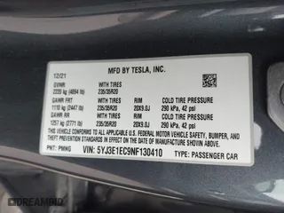 2022 Tesla Model 3 Performance with VIN 5YJ3E1EC9NF130410, listed as a IAAI auction lot 41711708 with 26,937 mi miles. Bid and sale history available at carsss.com. Image 9.