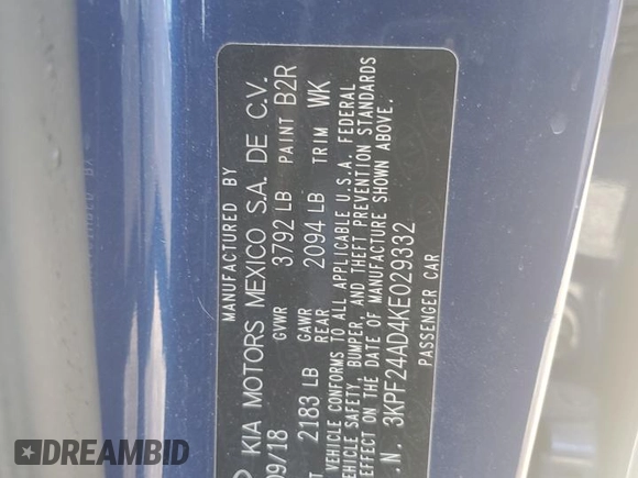 2019 Kia Forte LXS with VIN 3KPF24AD4KE029332, listed as a Copart auction lot 53078945 with 45,885 mi miles and Non Repairable. Bid and sale history available at carsss.com. Image 12.