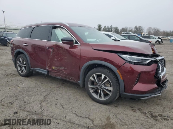 2022 Infiniti QX60 Luxe with VIN 5N1DL1FS7NC330131, listed as a Copart auction lot 87463584 with Not provided miles and Salvage title. Bid and sale history available at DreamBid. Image 4.