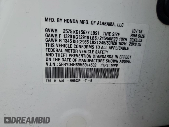 2017 Acura MDX w/Advance Pkg with VIN 5FRYD4H89HB014502, listed as a Copart auction lot 47107355 with 103,737 mi miles and Salvage Title. Bid and sale history available at carsss.com. Image 13.