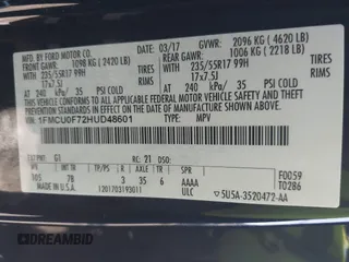 2017 Ford Escape S with VIN 1FMCU0F72HUD48601, listed as a IAAI auction lot 42511659 with 157,244 mi miles and . Bid and sale history available at DreamBid. Image 9.