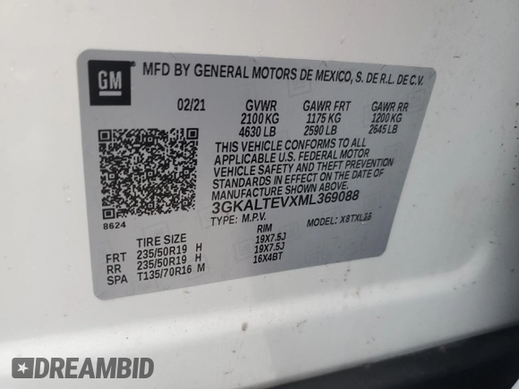 2021 GMC Terrain SLE with VIN 3GKALTEVXML369088, listed as a Copart auction lot 44967945 with 74,899 mi miles and Salvage Title. Bid and sale history available at carsss.com. Image 14.
