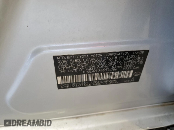 2009 Lexus LS 460 L with VIN JTHGL46FX95033756, listed as a Copart auction lot 68639234 with 109,132 mi miles and Salvage title. Bid and sale history available at DreamBid. Image 12.