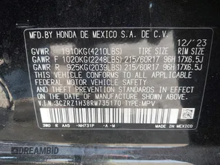 2024 Honda HR-V LX with VIN 3CZRZ1H38RM735170, listed as a IAAI auction lot 41735728 with 16,438 mi miles. Bid and sale history available at carsss.com. Image 9.