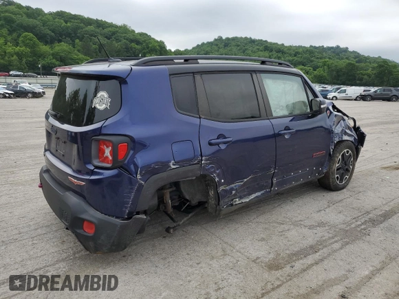 2017 Jeep Renegade Trailhawk z VIN ZACCJBCB2HPF59817, wystawiony jako Copart lot #61259205 z przebiegiem 75 899 mil mil oraz Szkoda całkowita • Salvage title. Historia ofert i sprzedaży dostępna na DreamBid. Obrazek 3.