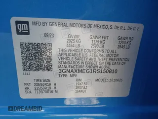 2024 Chevrolet Equinox RS with VIN 3GNAXMEG1RS150810, listed as a IAAI auction lot 41985283 with 36,237 mi miles and . Bid and sale history available at carsss.com. Image 9.