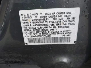 2007 Acura MDX Tech Pkg with VIN 2HNYD28307H534360, listed as a IAAI auction lot 41708989 with 247,544 mi miles. Bid and sale history available at carsss.com. Image 9.