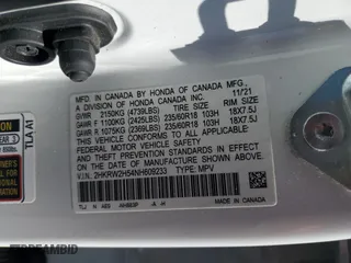 2022 Honda CR-V EX with VIN 2HKRW2H54NH609233, listed as a Copart auction lot 50623035 with 62,527 mi miles and Salvage Title. Bid and sale history available at carsss.com. Image 13.