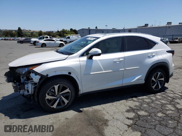 2021 Lexus NX 300h with VIN JTJGJRDZ8M5012895, listed as a Copart auction lot 62593635 with 41,210 mi miles and Salvage title. Bid and sale history available at DreamBid. Image 1.