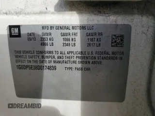 2013 Cadillac CTS Premium with VIN 1G6DP5E38D0174839, listed as a Copart auction lot 86357044 with 147,473 mi miles and Salvage Title. Bid and sale history available at DreamBid. Image 12.
