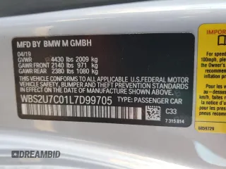 2020 BMW M2 Competition z VIN WBS2U7C01L7D99705, wystawiony jako Copart lot #83850434 z przebiegiem 101 313 mil mil oraz Szkoda całkowita • Salvage title. Historia ofert i sprzedaży dostępna na DreamBid. Obrazek 12.
