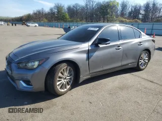 2021 Infiniti Q50 Luxe z VIN JN1EV7BP9MM700045, wystawiony jako Copart lot #55717535 z przebiegiem 48 583 mil mil oraz Szkoda całkowita • Salvage title. Historia ofert i sprzedaży dostępna na DreamBid. Obrazek 1.