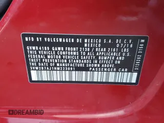 2017 Volkswagen Jetta S с VIN 3VW2B7AJ1HM223091, выставлен на аукционе Copart как лот 41573245 с пробегом 115 093 миль миль и Списание • Salvage title. История ставок и продаж доступна на DreamBid. Изображение 12.