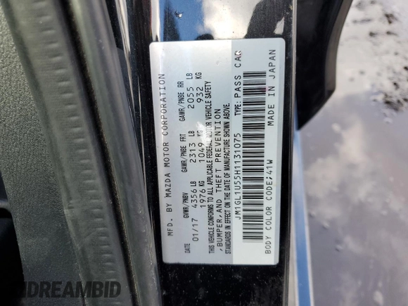 2017 Mazda 6 Sport with VIN JM1GL1U55H1131075, listed as a Copart auction lot 46526645 with 99,226 mi miles and Clean Title. Bid and sale history available at carsss.com. Image 12.