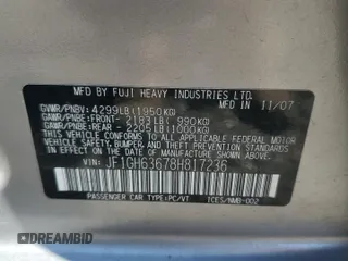 2008 Subaru Impreza Outback Special Sports with VIN JF1GH63678H817236, listed as a Copart auction lot 58848115 with 168,486 mi miles and Clean title. Bid and sale history available at DreamBid. Image 12.