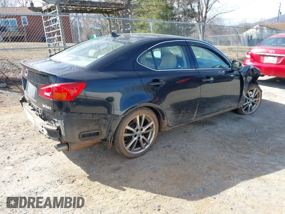 2008 Lexus IS 350 with VIN JTHBE262785019415, listed as a IAAI auction lot 41672025 with 141,228 mi miles and . Bid and sale history available at DreamBid. Image 4.