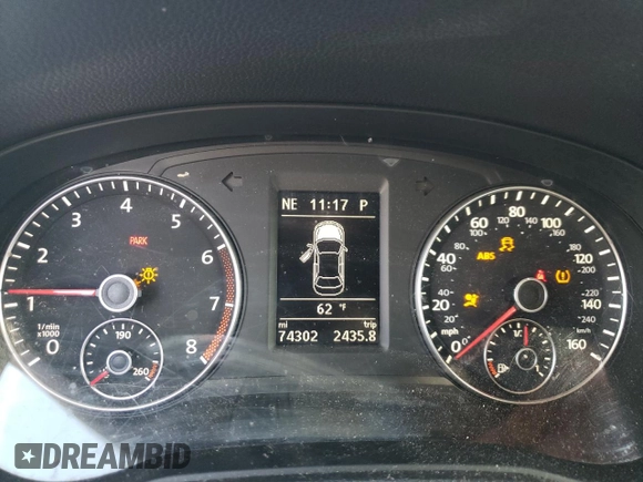 2013 Volkswagen Passat SE w/Sunroof with VIN 1VWBP7A35DC139094, listed as a Copart auction lot 48943295 with 74,302 mi miles and Salvage Title. Bid and sale history available at carsss.com. Image 9.