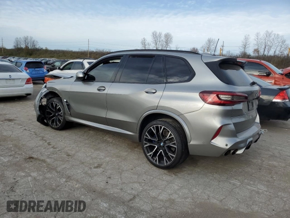 2021 BMW X5 M z VIN 5YMJU0C04M9F64315, wystawiony jako Copart lot #82029464 z przebiegiem Nie podano mil oraz Szkoda całkowita • Salvage title. Historia ofert i sprzedaży dostępna na DreamBid. Obrazek 2.