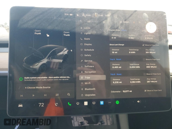 2023 Tesla Model Y Performance with VIN 7SAYGDEF3PF946496, listed as a Copart auction lot 50800315 with 15,077 mi miles and Salvage Title. Bid and sale history available at DreamBid. Image 9.