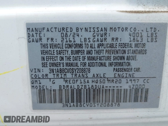 2025 Nissan Sentra SV with VIN 3N1AB8CV0SY208878, listed as a IAAI auction lot 42143521 with 10,192 mi miles. Bid and sale history available at carsss.com. Image 9.