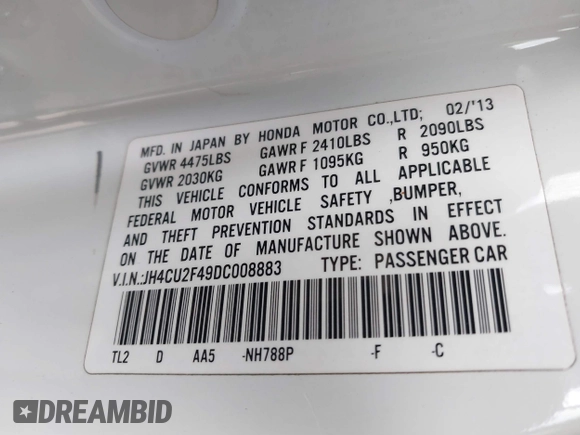 2013 Acura TSX z VIN JH4CU2F49DC008883, wystawiony jako IAAI lot #41644239 z przebiegiem 206 000 mil mil oraz . Historia ofert i sprzedaży dostępna na DreamBid. Obrazek 9.