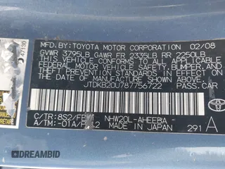 2008 Toyota Prius with VIN JTDKB20U787756722, listed as a IAAI auction lot 42133840 with 245,959 mi miles. Bid and sale history available at carsss.com. Image 9.