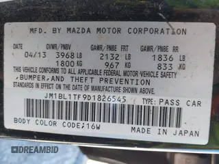 2013 Mazda 3 i SV with VIN JM1BL1TF9D1826545, listed as a IAAI auction lot 41704663 with 108,178 mi miles and . Bid and sale history available at DreamBid. Image 9.
