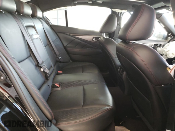 2018 Infiniti Q50 Red Sport 400 with VIN JN1FV7AR8JM480707, listed as a Copart auction lot 48169945 with 98,449 mi miles and Salvage Title. Bid and sale history available at DreamBid. Image 10.