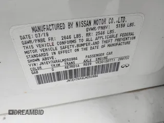2020 Infiniti Q50 with VIN JN1EV7AR4LM250984, listed as a IAAI auction lot 41941918 with 76,086 mi miles and . Bid and sale history available at DreamBid. Image 9.