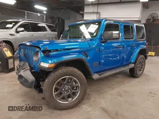 2021 Jeep Wrangler Unlimited Sport S with VIN 1C4HJXDN5MW717673, listed as a IAAI auction lot 42210527 with 35,635 mi miles and . Bid and sale history available at DreamBid. Image 2.