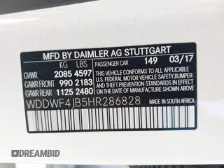 2017 Mercedes-Benz C 300 with VIN WDDWF4JB5HR286828, listed as a IAAI auction lot 41894957 with 57,325 mi miles and . Bid and sale history available at carsss.com. Image 9.