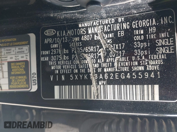 2014 Kia Sorento LX с VIN 5XYKT3A62EG455941, выставлен на аукционе IAAI как лот 42138589 с пробегом Не указан миль и . История ставок и продаж доступна на DreamBid. Изображение 9.