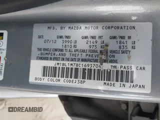 2012 Mazda 3 i Grand Touring with VIN JM1BL1M78C1693704, listed as a IAAI auction lot 41866493 with 295,870 mi miles and . Bid and sale history available at DreamBid. Image 9.