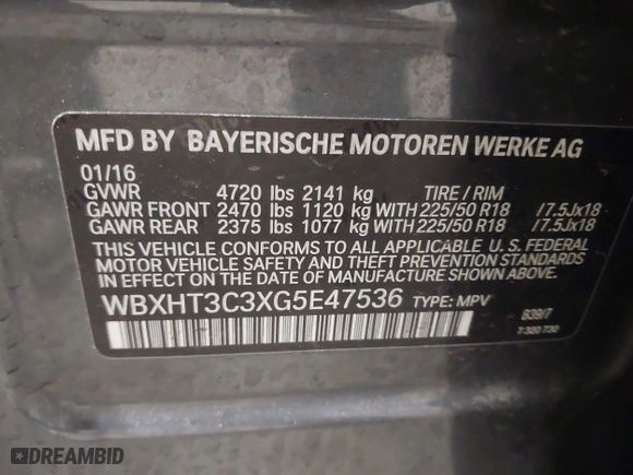 2016 BMW X1 xDrive28i with VIN WBXHT3C3XG5E47536, listed as a IAAI auction lot 41672144 with 97,932 mi miles. Bid and sale history available at carsss.com. Image 9.