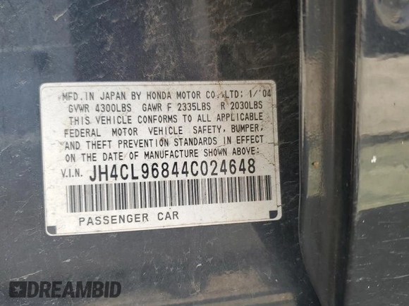 2004 Acura TSX with VIN JH4CL96844C024648, listed as a Copart auction lot 50367545 with 219,987 mi miles and Salvage Title. Bid and sale history available at carsss.com. Image 14.
