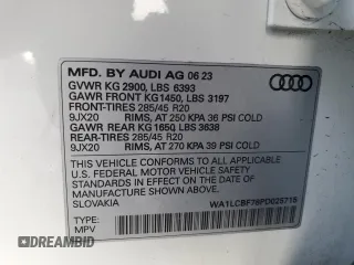 2023 Audi Q7 Premium Plus with VIN WA1LCBF78PD025715, listed as a Copart auction lot 51106685 with 15,780 mi miles and Salvage title. Bid and sale history available at DreamBid. Image 16.