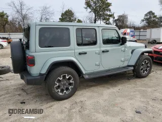 2024 Jeep Wrangler Sahara with VIN 1C4PJXENXRW153777, listed as a Copart auction lot 46066605 with 16,707 mi miles and Salvage Title. Bid and sale history available at DreamBid. Image 3.